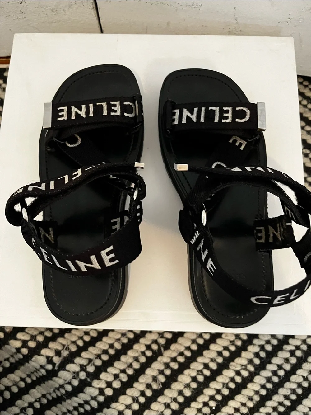 Celine Black Strappy Sandals